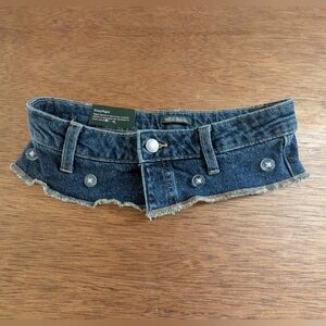 🎀$5 Wild Pair Dark Blue Denim Mini Belt Easy Rigid